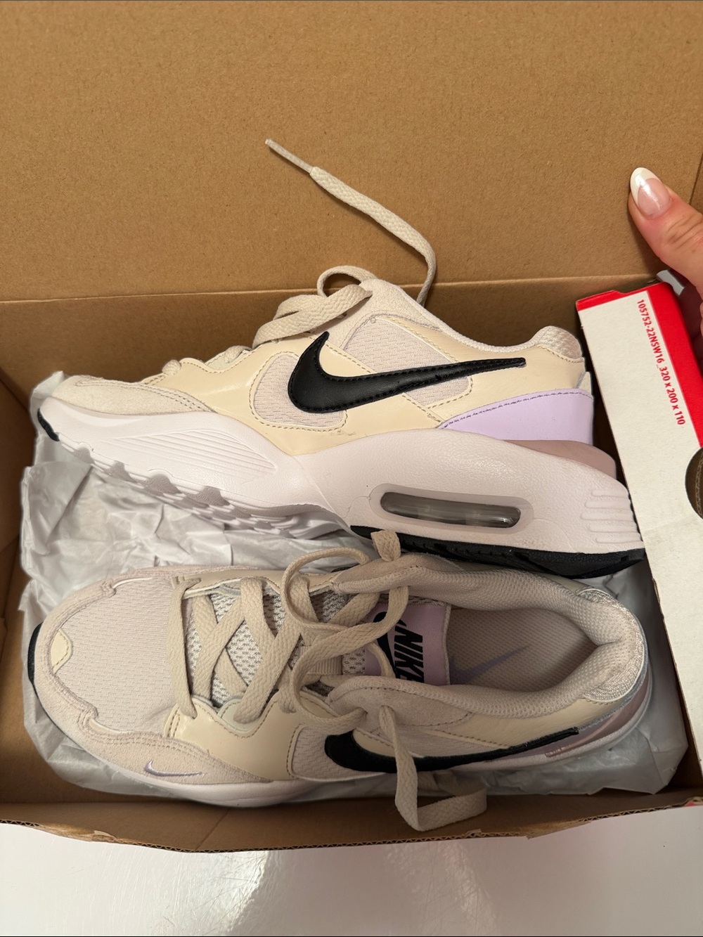 Nike Women’s Cream and Black Low-Top Sneakers with Lavender Heel
